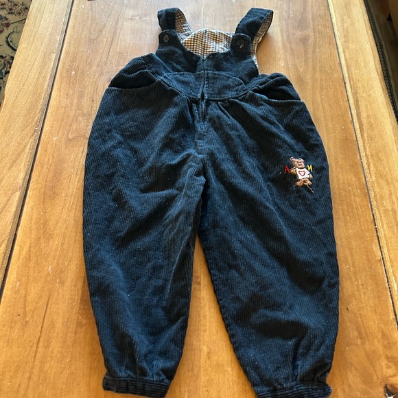 Black Corduroy Kids Overalls with Bear Design - Picture 15 of 15